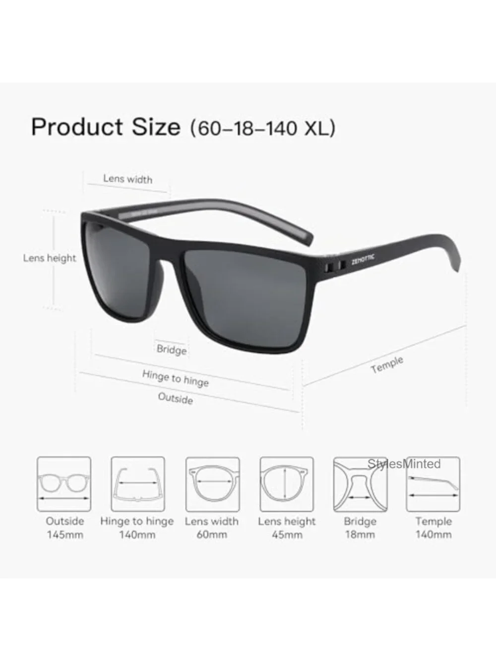 Polarized Sunglasses Men TR90 Frame UV400 Protection Square Sun Glasses